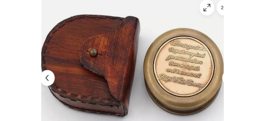 Brújula de navegación estilo vintage de latón con estuche de cuero, brújula de bolsillo, mejor regalo para Navidad miniatura 3