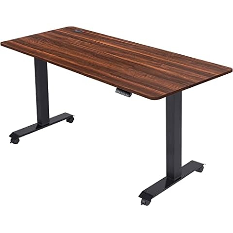 JUMMICO Höhenverstellbarer Schreibtisch 160 x 80 cm mit USB-Ladeanschluss, Schreibtisch Höhenverstellbar Elektrisch Ergonomischer Steh-Sitz Tisch, Stehpult Verstellbarer mit 360°Rollen (Walnuss) Cover