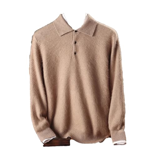 Dcvmvmn Men's Winter Cashmere Knitted Sweater Casual Business Thick Warm Long Sleeved Pullovers Brown Gray