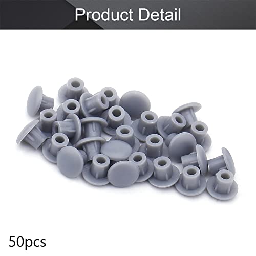Image of MroMax 50Pcs Screw Cap Cover 3 /16inch Bottom Dia Fit for 4.5-5mm Diameter Hole Plastic Tube Cover Shelf Peg Hole Plugs for Cupboard Bookshelf Shelf Closet Cabinet Bracket Furniture Grey Tone