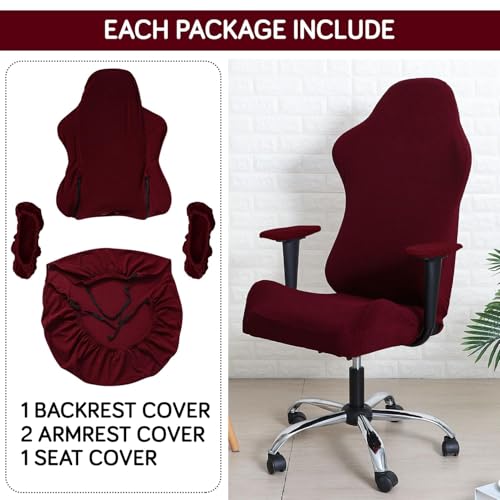 Image of HOKIPO Gaming Chair Cover Stretchable Elastic Jacquard Computer Rotating Chair Seat Covers Slipcover(BRGN-NEW2-5008)