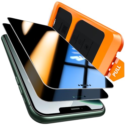 Image of TOCOL for iPhone 11 Pro Max Privacy Screen Protector 9H Hardness Military Grade Shatterproof HD Tempered Glass Full Coverage Easy Installation Case Friendly 2 Pack