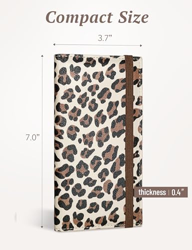 Image of Yarnic Checkbook for Personal Checkbook Holder (Light Brown Leopard) | Checkbook Covers with Pen Holder and Built-in Clear Plastic Divider for Duplicate Checks