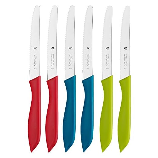 WMF Classic Line Frühstücksmesser Set 6-teilig, 23 cm, Brötchenmesser Wellenschliff, Brotzeitmesser, Spezialklingenstahl, Kunststoffgriff, bunt