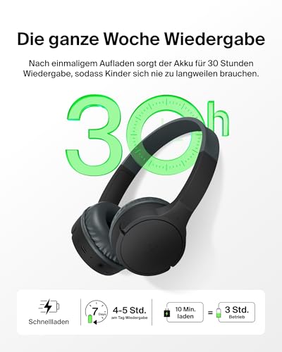 Belkin SoundForm Mini kabelloser Kinderkopfhörer mit integriertem Mikrofon und lustigen Aufklebern, 30 Std. Wiedergabe… – Ansicht 4