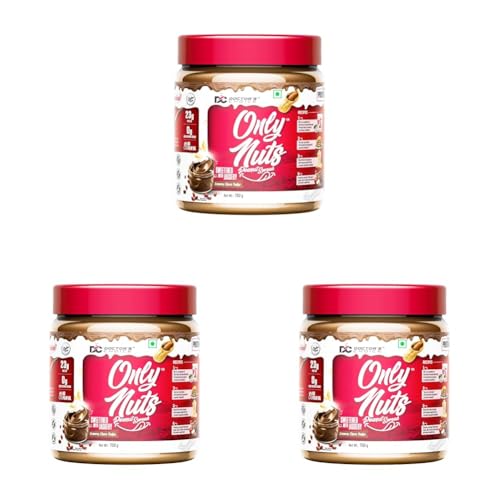 Image of DC Doctors Choice High Protein Peanut Butter, Only Nuts, Gluten-Free, Zero Trans Fat, Vegan, Unsweetened Crunchy (750 g) (Pack of 3)