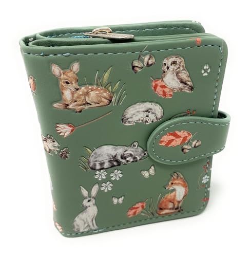 Shag Wear Woodland Forest Friends Charming Small Animal Wallet for Women and Teen Girls Vegan Faux Leather Mint Green 4.5"3