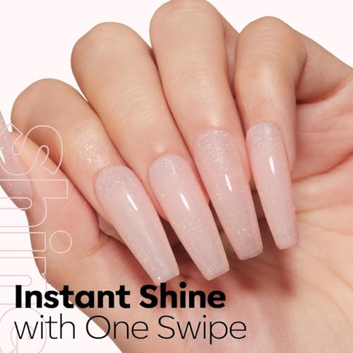 Image of modelones Nude Pink Glitter Gel Nail Polish, Nude Shimmer Soak Off UV /LED Gel Polish, High Gloss for Everyday Nails and Nail Art, 15 ML
