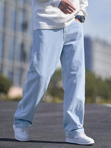 Image of dockstreet Men Baggy Jeans || Pure Cotton || Extremely Soft Touch ||Breathable Denim for Summer Season Comfort