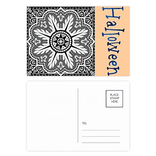 Cartes postales d'Halloween au motif arabe noir et blanc imprimées sur papier premium