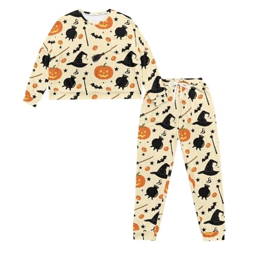 Image of Womens Lounge Set Long Sleeve Soft Pajama Sets Casual 2 Piece Pj Outfit Crewneck Sleepwear with Pockets Plus Size