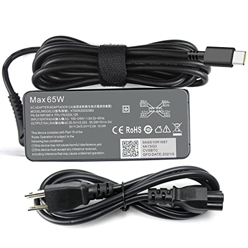 65W Type C USB-C Charger for Lenovo Chromebook 100e 300e 500e C330 C340 S330 Yoga C930 C740 S730 730 730S 720 910 920 ThinkPad X1 Carbon 5th 6th 7th 8th Gen T480s T490s T580s T580 T590 T480 E480