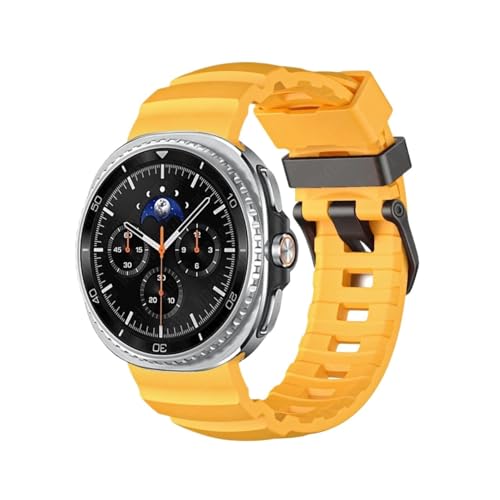 に適合Samsung Galaxy Watch 8 40mm/ 44mm /8 Classic/ 46mm / Ultra 2025 47mmブレスレットに適合するシリコンストラップ(Yellow Black,For Watch 8 Classic 46m