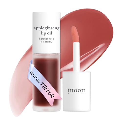 Image of NOONI Korean Lip Oil - Appleginseng | Lip Stain, Long-Lasting, Moisturizing, Plumping, Revitalizing for Dry Lips, Waterproof, No Peel Off, Korean Lip Tint, Stocking Stuffers, Cute Things, 0.12 Fl Oz