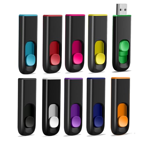 Image of 10 Pack 64GB USB Flash Drive, USB 2.0 Memory Stick Thumb Drive Pen Drives Jump Drive for Data Storage Multiple Color