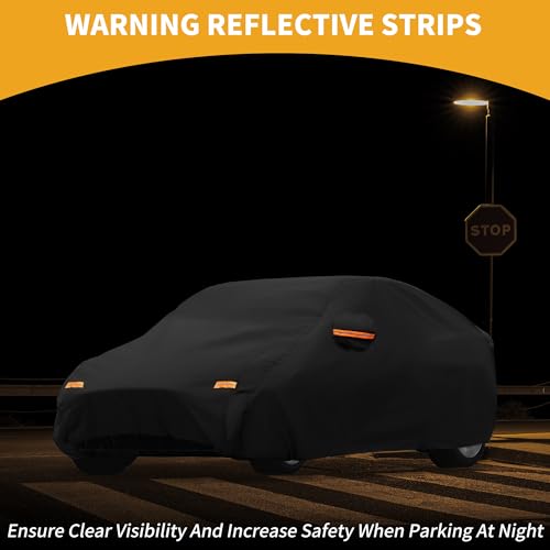 Image of All-Weather Waterproof Car Cover - UV-Resistant Outdoor Full Exterior Protection for mg 4 190T-PU Black with Right Side Zipper