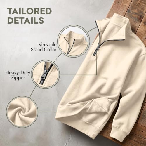 Mens Fleece Sweatshirt Comfy Quarter Zip 1/4 Zip Pullover Sweat Shirts - image 7