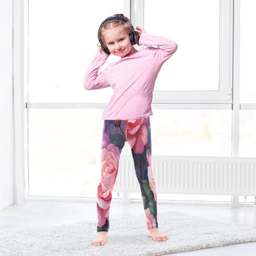Bolaz Toddler Girls Leggings Printed Yoga Pants Leggings Pink Painting Rose for Kids4