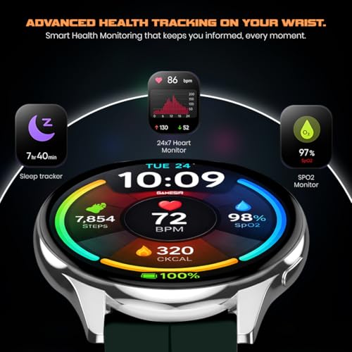Image of GameSir Evo Vista Smartwatch, 1.39 inch HD Round Display, Bluetooth Calling, Heart Rate & SPO₂, 100+ Sports Modes, IP67, Long Battery Life for Men & Women (Magnatic Green)