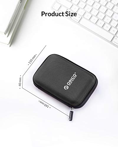 Image of ORICO Hard Drive Case 2.5 inch External Drive Storage Carrying Bag Waterproof Shockproof with Inner Size 5.5x3.5x1.0inch for Organizing HDD and Electronic Accessories, Black(PHD-25)