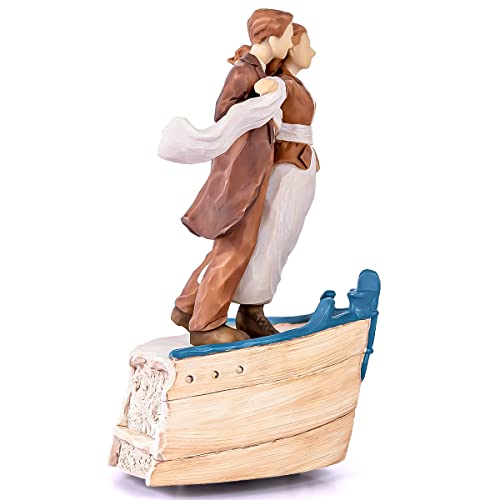Aidlns Couple Figurie Music Box Gift, Sculpted Hand-Painted Figure Musical Box, Anniversary Figurines Valentine's Day Gift For Wife Husband Boyfriend Girlfriend(Love Boat Serenade) #TOP3