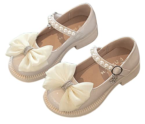 sfdgfhyf Little Children Tennis Shoes Kid Baby Girls Leather Shoes Summer Soft Bottom Pearl Bow With Dress Shoes for 3 to