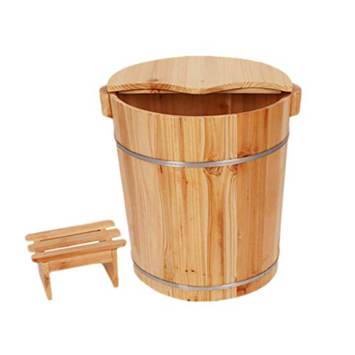 Masajeador de pies Katzowen en barril de madera fragante, con tapa, para adultos, regalo familiar para salud, 40 cm (Color: B) miniatura 5