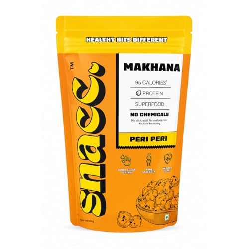 Image of Snacc Peri Peri Makhana, Spicy Roasted Fox Nuts, Protein Rich, Gluten Free, MSG Free, Zero Trans Fat, Zero Sugar, Low Calorie 60 g (pack of 3, PERI PERI)