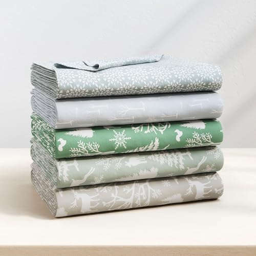 Image of Great Bay Home Flannel Sheet Set Full Size - 100% Turkish Cotton, Double-Brushed, Lodge-Printed Bed Sheets - Ultra-Soft, Cozy, 4-Piece Bedding Set (Enchanted Woods - Grey)