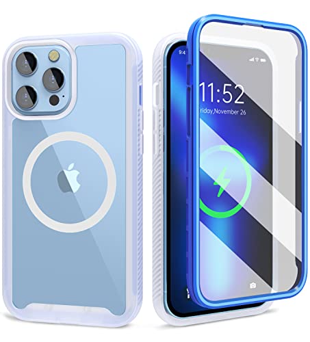 Full Body Protection Case for iPhone 13 Pro Max -with Built in Screen Protector & Support Magnetic Mag Safe Case Clear & 360 Double Sided Hard Protective Phone Cover para 13 Pro Max for Men / Women - Image 1
