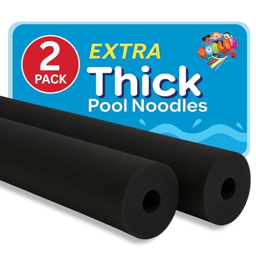 Oodles of Noodles Foam Pool Swim Noodles 2 Pack, 55' x 3.5' Black, Hollow Core Swimming Foam Tube for Pool Floats, Buoyant for Beach, Water Play, Crafts, DIY Projects & Pipe Insulation