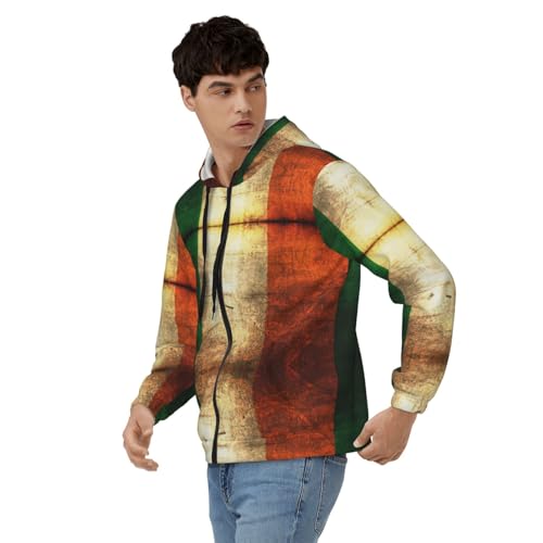 Sweats à capuche à fermeture éclair pour hommes veste polyester drapeau Irlande - 4