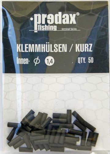 Predax Klemmhülsen - 50 Quetschhülsen für Stahlvorfächer, Durchmesser/Länge:1.4mm / Kurze Version