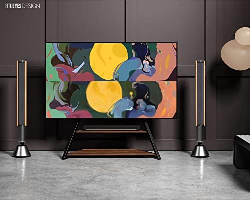 FITUEYES Design Floor TV Stand for 75-100 Inch TVs Artistic Eiffel Series TV Stand with Mount for LCD/LED Flat Curved Screens Height Adjustable with Open Wooden Storage Shelves Cable Management