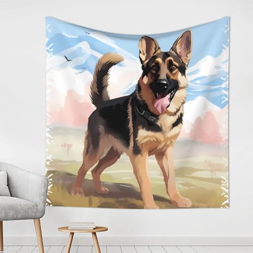 LHDGBWC Tapiz de pastor alemán para amantes de los perros, para dormitorio, decoración de pared, tapices estéticos, 60 x 40 pulgadas, decoración de pared, pósteres, tapiz bohemio para sala de estar