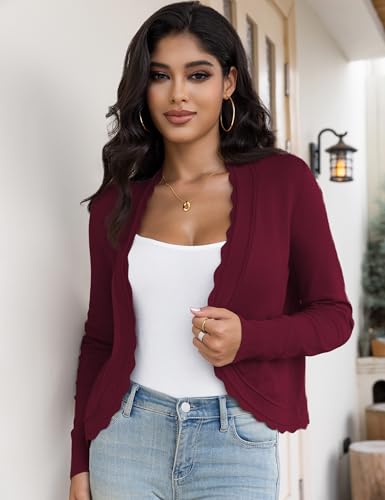 Image of OmicGot Women's Long Sleeve Cardigan Sweaters Open Front Cropped Bolero Shrugs for Dresses S-XL