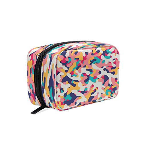 Bolsa de maquillaje BKEOY multicolor abstracto camuflaje bolsa de maquillaje bolsa organizador de brochas de maquillaje