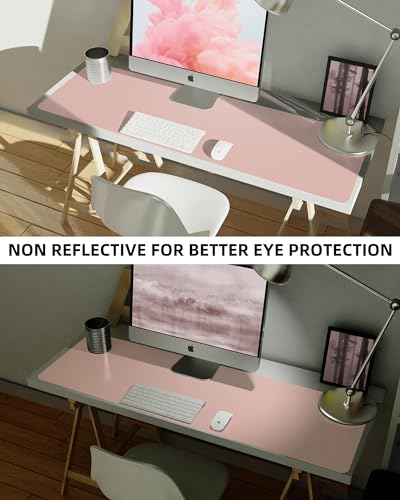 Image of AFIING Leather Desk Pad Protector,Mouse Pad,Office Desk Mat, Non-Slip PU Leather Desk Blotter,Large Desk mat,Waterproof Keyboard mat for Office /Home /Decor (Pink,55 inch inch x 17 inch inch)