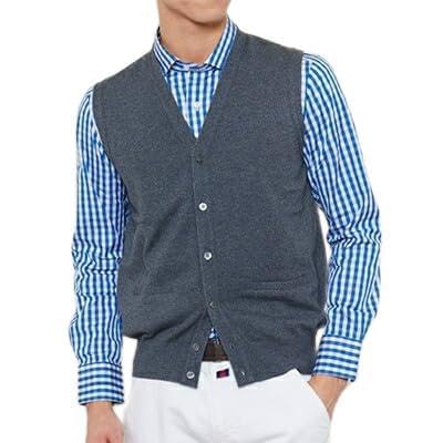 日本製 カシミヤ100% 前開きベスト チャコールグレー Lサイズ [2547]