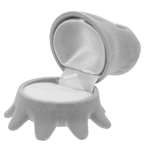 JOINPAYA Scatola Porta-anelli a Forma di Polpo Grigia, Portagioielli per Fedi Nuziali da Uomo Rivestimento Interno Protettivo, Scatola per Anelli di Fidanzamento Regalo Matrimonio