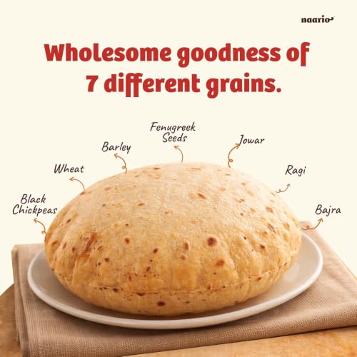 Image of Naario Multigrain Atta | 40% More Fibre Per Roti vs Wheat | Low GI | Diabetic Friendly | 30%+ Millets | Methi Dana for Blood Sugar | 7 Grains Roasted Atta | No Maida | 5kg (1kg x 5)