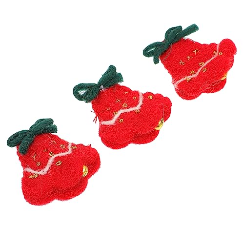 Gogogmee Wool Felt Applique Xmas Bell 3pcs Xmas Tree Decor Safe and Christmas Supplies for DIY