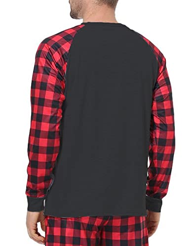 Merry Christmas Gnome Shirt for Men Long Sleeve Buffalo Plaid Graphic Christmas Pajamas Holiday Top T-Shirt2