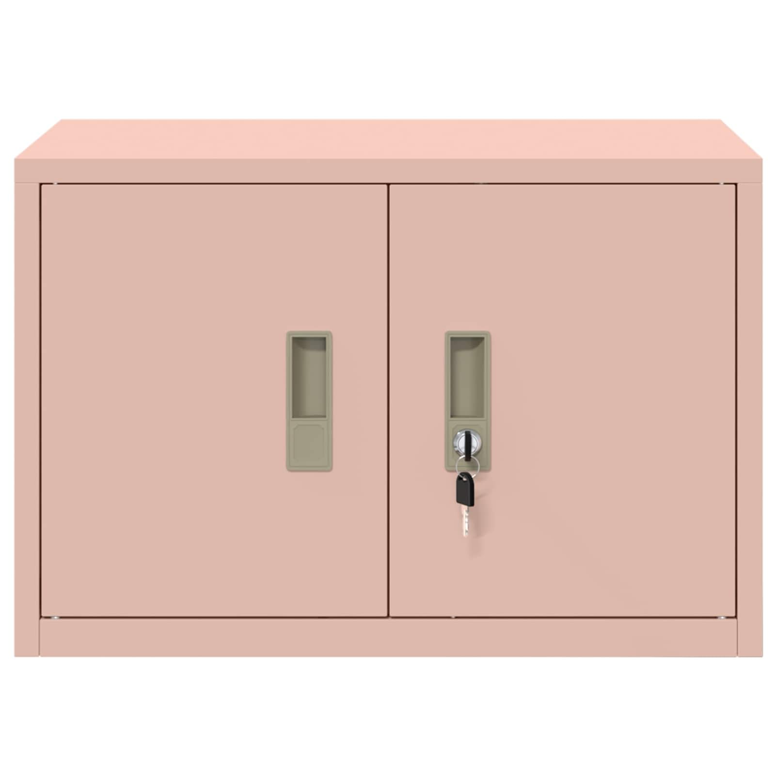 Aufbewahrungsschrank Rosa aus pulverbeschichtetem Stahl 60x40x40 cm mit korrosionsbeständiger Oberfläche für Büroorganisation