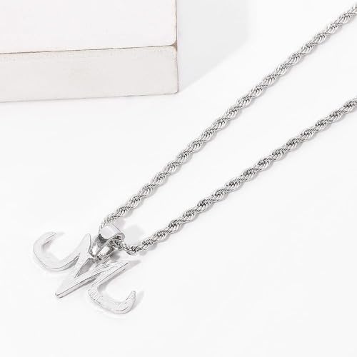 Hip Hop Punk Micro Pave Zircon Majin Buu Mark M Pendant Necklace (gold)3