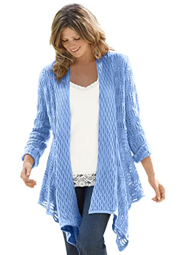 Woman Within Plus Size Open Front Pointelle Cardigan