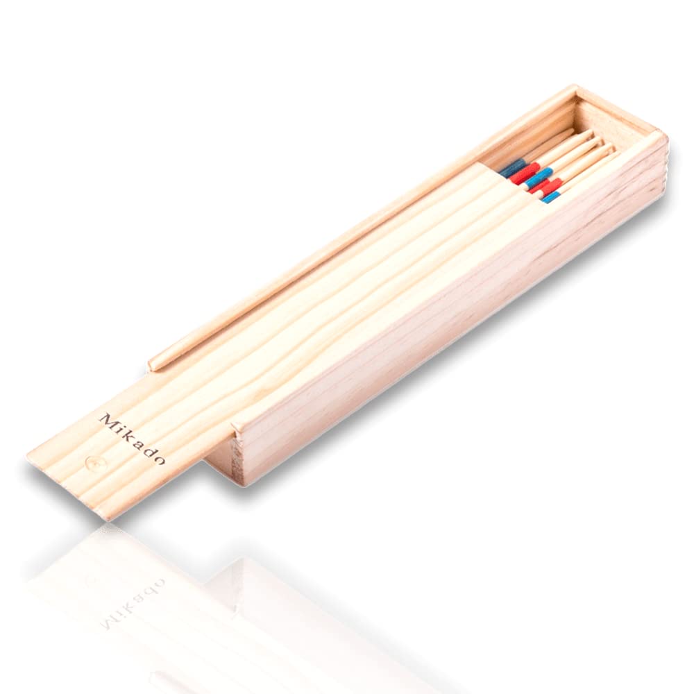 ANTEVIA - Jeux Mikado + Boite de Rangement en Bois | 41 Baguettes | Plus DE 10 MODÈLES | Jeu de société (Mikado)