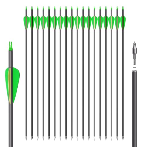 NorthSpoor 18 Stück Carbonpfeile 30 Zoll mit abnehmbaren Pfeilen für Jugend und Erwachsene, Bogenschießübungen, Bögen und Pfeile für Outdoor-Training