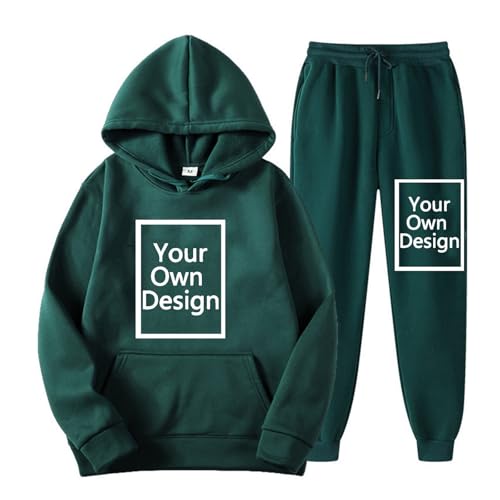 Custom Sweatshirt Sets, Your Own Design Text/Photo/Image/Logo Women Sports Casual Pockets Hoodie and Pants