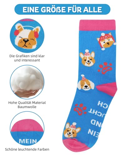 Gemtte Hundesocken Socken mit Spruch, Lustige Geschenke für Hundebesitzer Frauen Weihnachten, Hunde Socken Geburtstagsgeschenk für Hundemama